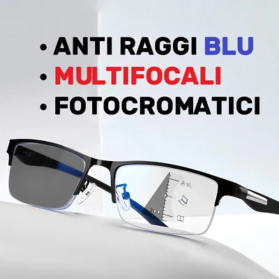 OCCHIALI DA VISTA LETTURA UOMO ANTI LUCE BLU MULTIFOCALI PROGRESSIVI PRESBIOPIA - Immagine 1 di 4