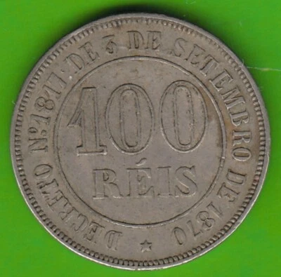 Moneda Brasil 100 Reis 1871 Mejor que Muy Bonita Bonita nswleipzig Foto 1 de 3