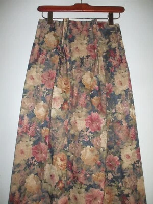 Lote de 4 cortinas plisadas forradas pesadas de mezcla de algodón floral precioso vintage Foto 1 de 4