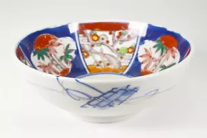 Vintage Japanische Porzellan Schale Kobaltblau Rostrot Servier Arita Imari Japan - Bild 1 von 4