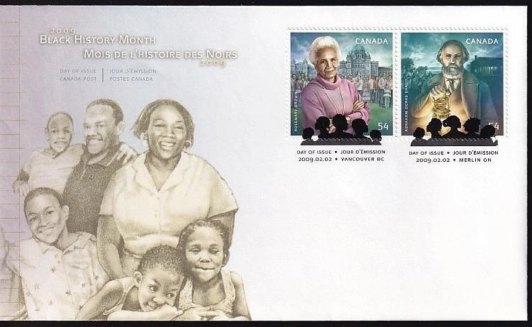 Canada FDC 2009 Black History Rosemary Brown-Abraham Shadd pair sc#2316a - Image 1 of 1
