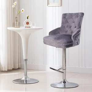 360° Adjustable Velvet Bar Stool Back for Pub Cafe Dining Kitchen Padded Counter - Picture 1 of 14