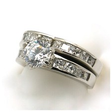 Ring, Szs 6 or 7 or 8 Heart Stainless Steel Cubic Zirconia Engagement & Wedding