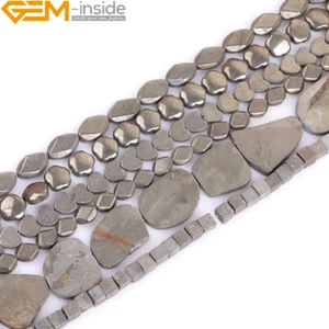 Faceted Heart Gray Pyrite Beads Natural Stone For Jewelry Making 15" 1 Strand - Picture 1 of 165
