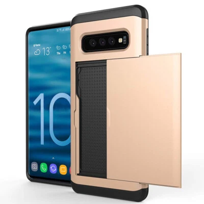 Para Samsung S10 S20 S9 S8 Note 20 Deslizante Oculto Portatarjetas Billetera Estuche Cubierta Foto 1 de 4