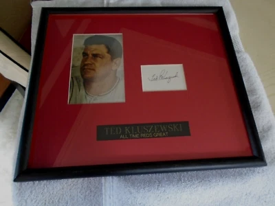 TED KLUSZEWSKI Signed (Framed 15x13) with Signed (3x5) Index Card -JSA Auth. - Image 1 of 4