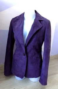 STEFANEL Leather Blazer Jacket Size EU 36 USA 6 Purple - Picture 1 of 7