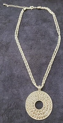 Colgante Círculo Imitación Marcasita Tono Plata | Collar 17"  Foto 1 de 4