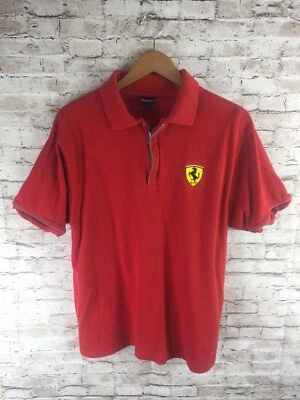 Polo Ferrari Rojo 1/4 Cremallera Logo Bordado Vintage Años 90 - Grande Para Hombre Foto 1 de 4