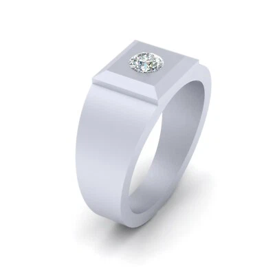 Anillo de boda de diamantes de 0,24 quilates al ras para hombre anillo de compromiso de plata de ley Foto 1 de 4