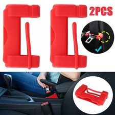 2Pc Red Car Seat Belt Buckle Clip Anti-Scratch Silicone Cover Safety Accessories