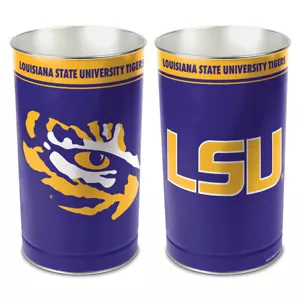 NCAA LSU Tigers College 15" Metal Wastebasket Trashcan - Picture 1 of 1