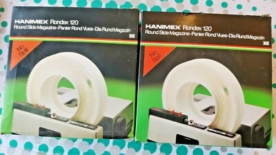 CARGADOR DE DIAPOSITIVAS REDONDAS HANIMEX RONDEX 120 EN CAJA 2 UNIDADES CON DIAPOSITIVAS EE. UU. Foto 1 de 4