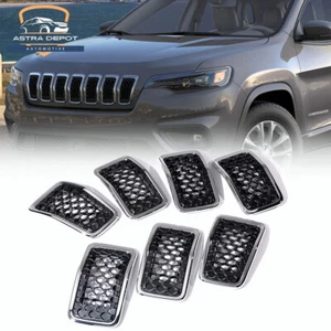 For 2019-23 Jeep Cherokee Front Grill Grille Inserts Honeycomb Mesh Chrome Black - Picture 1 of 9