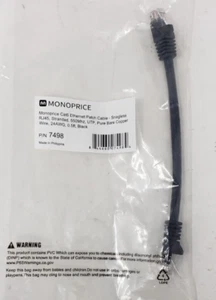 Monoprice Cat6 Ethernet Patch Cable, 0.5ft Black - Ships Today! - Picture 1 of 3