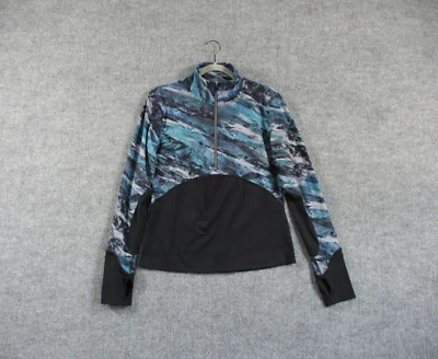 Camisa Lululemon Mujer 10 Azul Negra Nueva Ruta Correr Malla Atlética 1/2 Cremallera Reflectante Foto 1 de 4