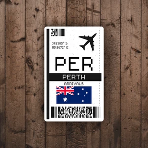 PER Perth, Australia Boarding Pass Glossy Sticker - Airport Travel Sticker - Picture 1 of 4
