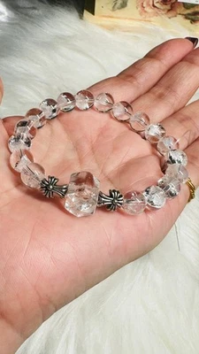 Fatto a Mano Naturale Trasparente Quarzo Cristallo Spirituale Guarire Bracciale - Immagine 1 di 4