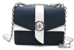 NUEVO MICHAEL KORS GREENWICK Bandolera Pequeña Convertible Almirante/Azul Pálido/Blanco - Imagen 1 de 10