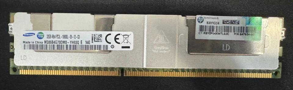 Samsung 32GB 4Rx4 PC3L-10600 LRDIMM DDR3L 1333MHz Server Memory RAM - Image 1 of 1