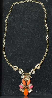 Ожерелье STELLA DOT с розовыми и оранжевыми стразами 28 дюймов поп-гео - Изображение 1 из 4