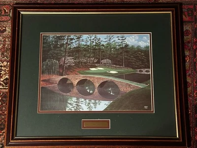 Masters The Hogan Bridge 1993 hoyo 12 Augusta - por George Griff arte de golf enmarcado Foto 1 de 4