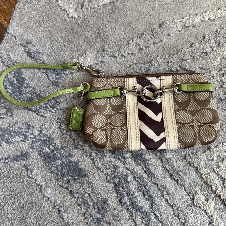 ТРЕНЕР зебра Нэнси полоски кошелек с ремешком 43052 ~ РЕДКАЯ - Изображение 1 из 4