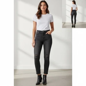 Jeans cortos Good American Good cintura negros tiro alto talla 10 se adapta a 29x26 - Imagen 1 de 10