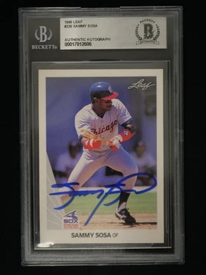 Sammy Sosa 1990 Leaf #220 BAS Authentic HAND SIGNED AUTO - Image 1 of 2