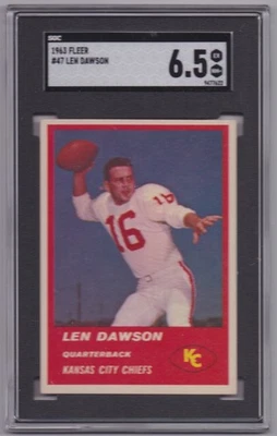 Fleer Football #47 1963 Len Dawson novato SGC 6,5 centrado Foto 1 de 2