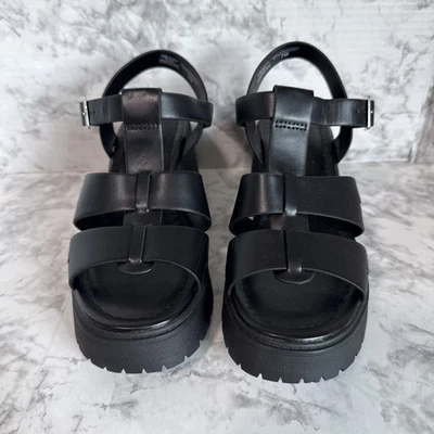 Sandalia para mujer SODA Wilmer plataforma gruesa 2 bandas correa al tobillo tacón bloque 7M NUEVA Foto 1 de 4