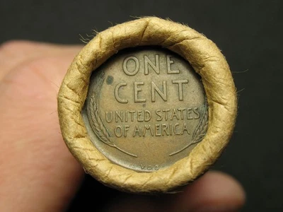 🔥ESTATE SALE COINS! PENNY ROLL 1909 VDB LINCOLN WHEAT CENT BOTH ENDS🔥 LOT 75x - Image 1 of 2