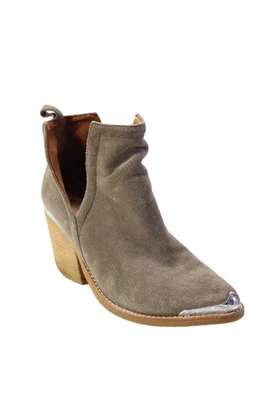 Jeffrey Campbell Womens Slip On Block Heel Pointed Booties Brown Suede Size 7 - Image 1 of 4