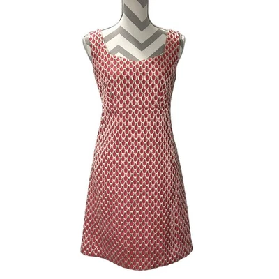 Lilly Pulitzer Adriana 金色和珊瑚扇贝无袖紧身连衣裙 6 码 — 第 1/4 张图片