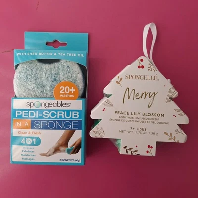 NOVA Esponja Esponjável Pedi Esponja & Espongela Paz Flor de Lírio Corpo Tampão Árvore - Imagem 1 de 2