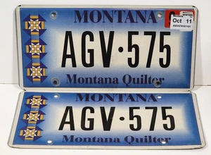 Montana License Plate Pair - AGV-575 - Montana Quilter Optional Base - Oct 2011 - Picture 1 of 10