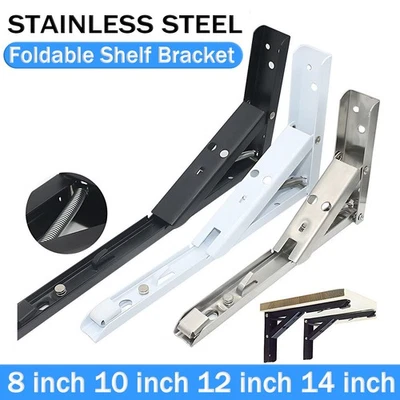 Folding Shelf Bracket 2 Pc Heavy Duty Foldable Shelf Bracket Metal Wall Mountain - Image 1 of 4