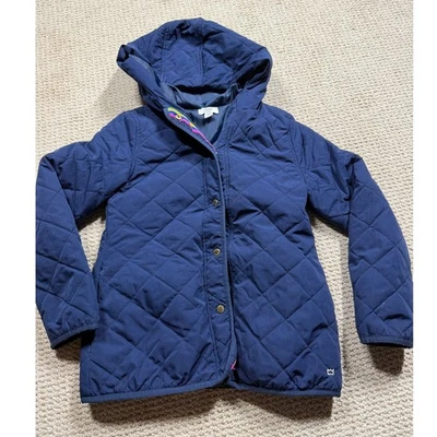 Crown & Ivy Jacket Girls Medium Navy Quilted Lined Hooded Snap Outerwear Coat - Image 1 of 4