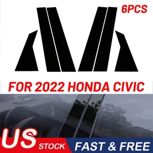 Cubierta de calcomanía negra brillante para Honda Civic 2022 6 postes de pilar moldura de puerta - Imagen 1 de 8