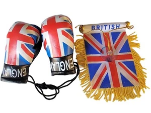 British UK United Kingdom mini Banner Flag Car Rearview Mirror Boxing Glove - Picture 1 of 3