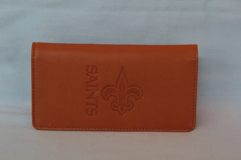 NEW ORLEANS SAINTS  glove Leather Checkbook  NEW  tan + Cover
