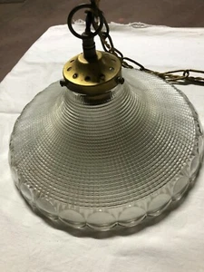 Antike Hängelampe H 84 cm Glas rund E 27 Messing XXXXV - Bild 1 von 1