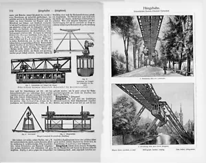 1905 VAGONI FERROVIARI SOSPESI INCISIONE D'EPOCA ILLUSTRAZIONE STAMPA 2 pagine - Foto 1 di 3