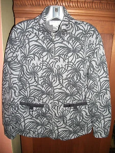 EURO JOY Paris Milano Womens S Gray Charcoal Zip Cotton Blend Knit Jacket - Picture 1 of 3