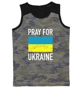 Pray For Ukraine - Ukrainian Country Pride Proud No War Youth Contrast Tank Top - Picture 1 of 7