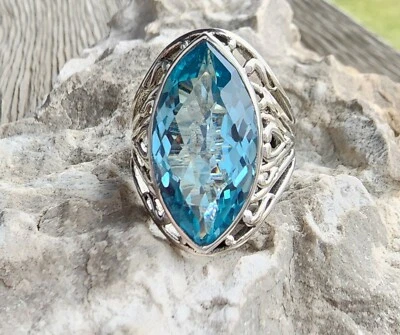 Nicky Butler 925 Sterling Silver Aqua Quartz Marquise Ring NEW Designer Signed  - Image 1 of 4