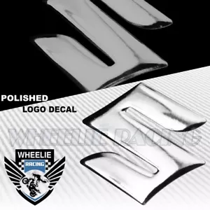 2"MOTO/BIKE 3D POLISH/SHINY ABS EMBLEM DECAL LOGO FENDER STICKER SUZUKI CHROME - Picture 1 of 1