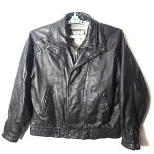 WILSONS Leather Jacket, Black, Motorcycle Bomber, Removable Lining Men's Sz LT - Picture 1 of 13