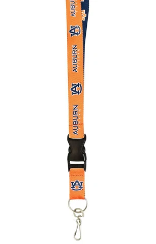 Auburn Tigers Two Tone Lanyard Key Ring [NEW] NCAA Chain ID Badge Holder Cover