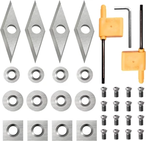Juego de insertos de cortadores de carburo de tungsteno de 35 piezas, herramientas de torno para torneado de torno de madera - Imagen 1 de 11